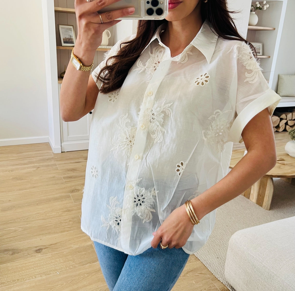 Chemise brodée Manches courtes