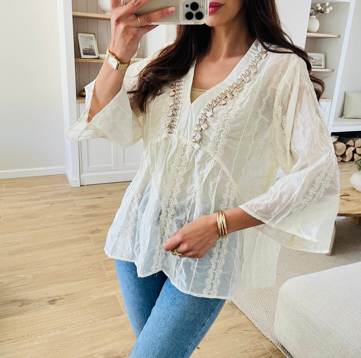 Top brodé bohème chic