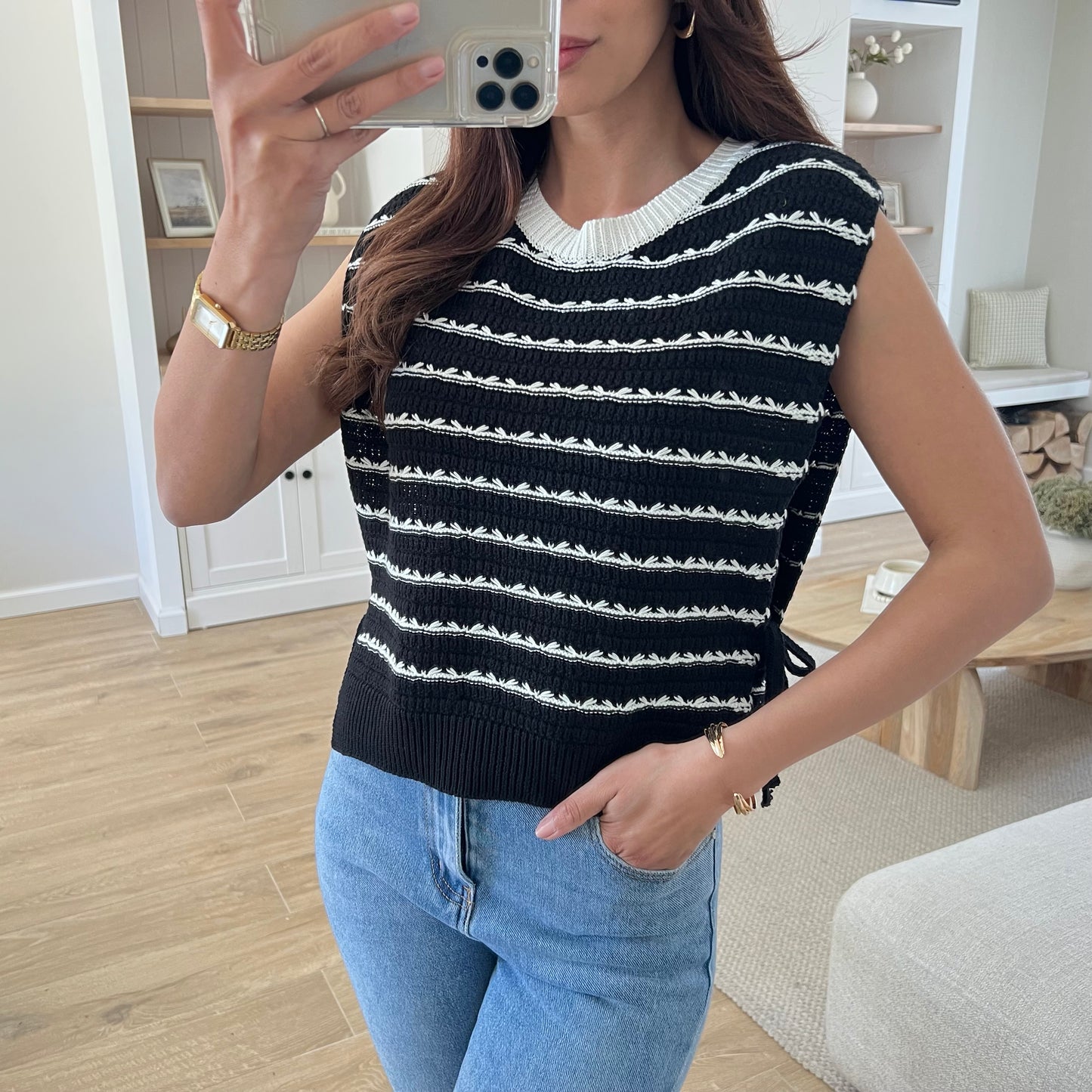 Débardeur rayé échancré & noué