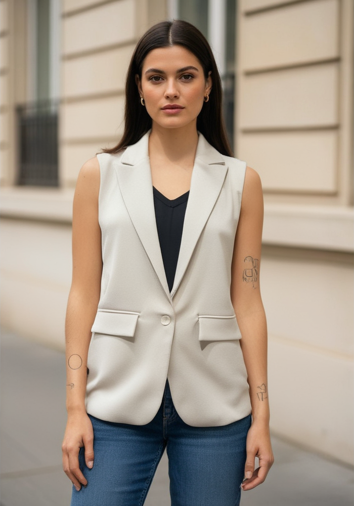 Veste sans manche fente dos