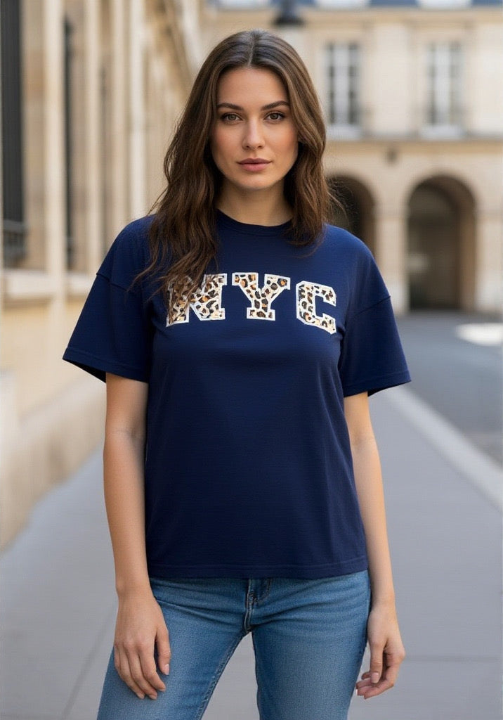 T-shirt NYC léopard