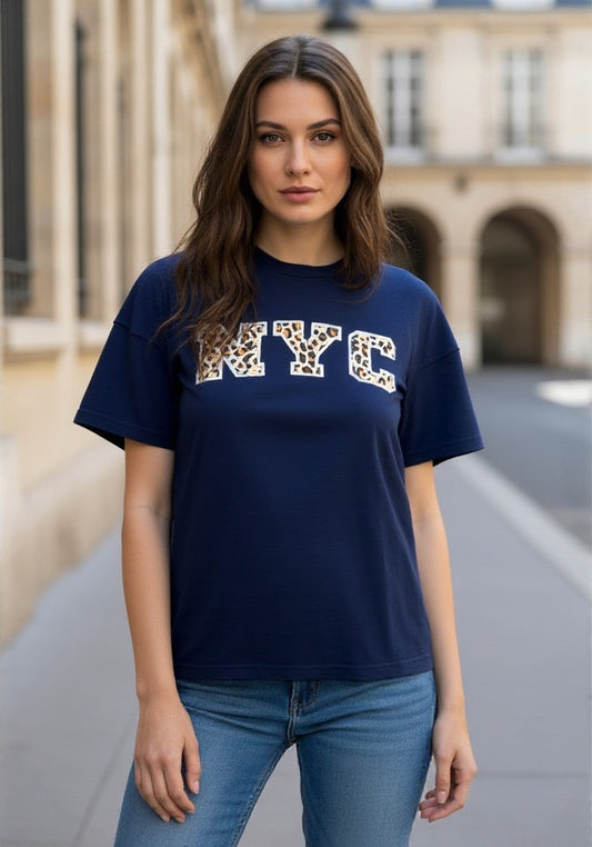T-shirt NYC léopard