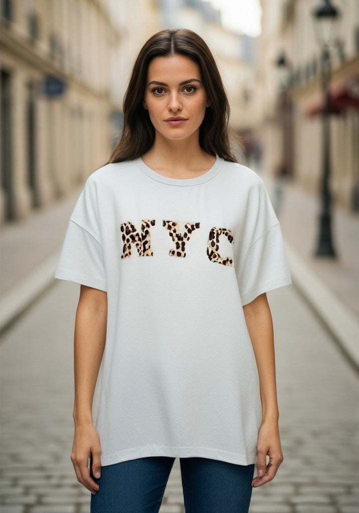 T-shirt NYC léopard