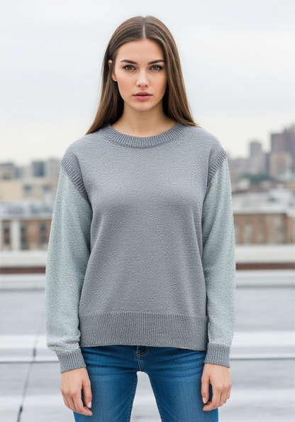 Pull manche en jean’s strass & clouté