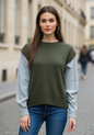 Pull manche en jean’s strass & clouté