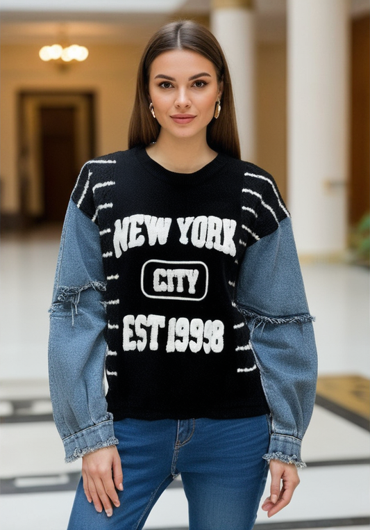 Pull New York City manches en jean’s