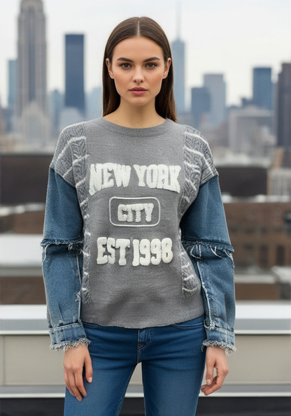 Pull New York City manches en jean’s