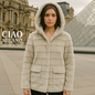 Manteau fausse fourrure rayé à capuche